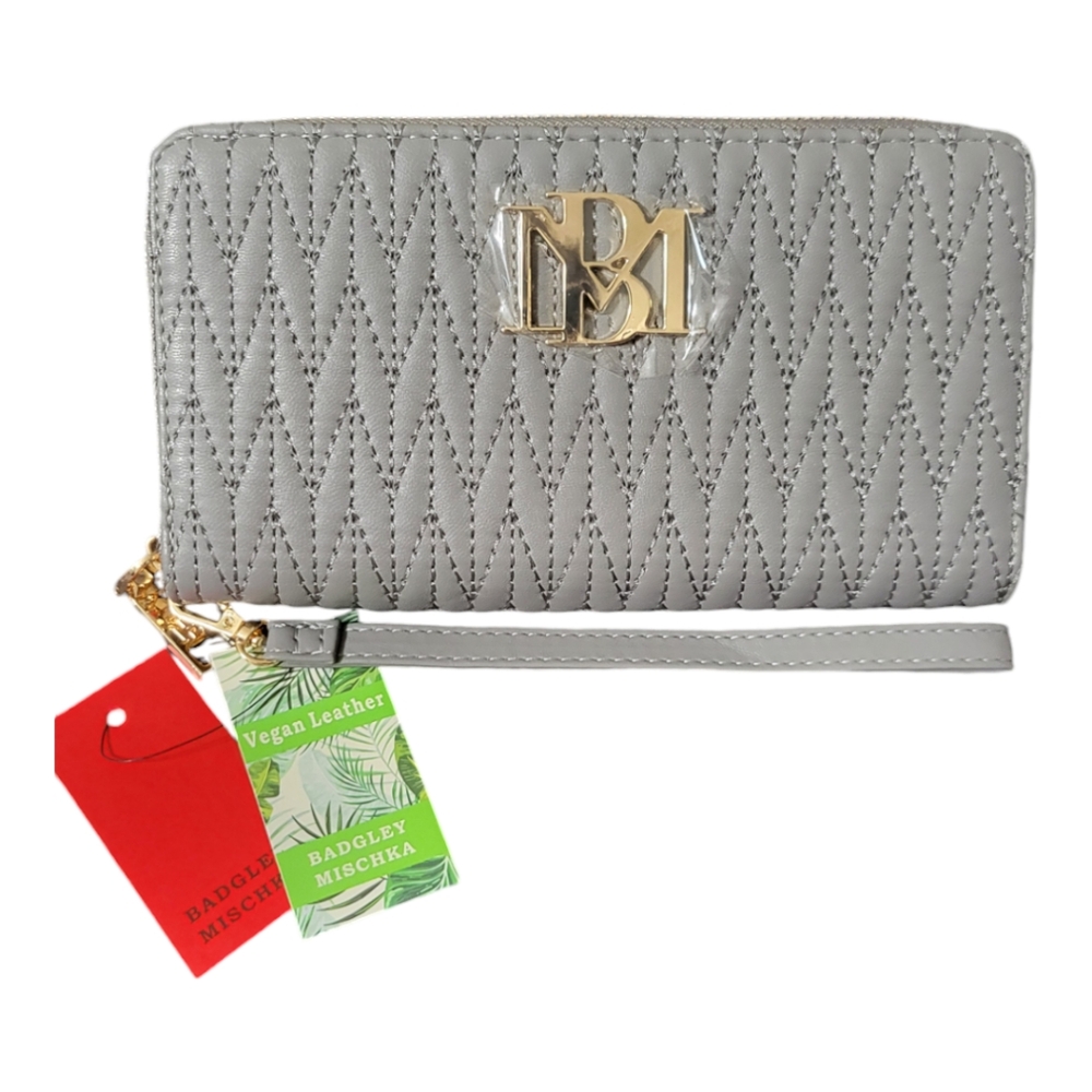 Badgley Mischka Vegan Leather Long Wallet Wristlet with Phone Pocket